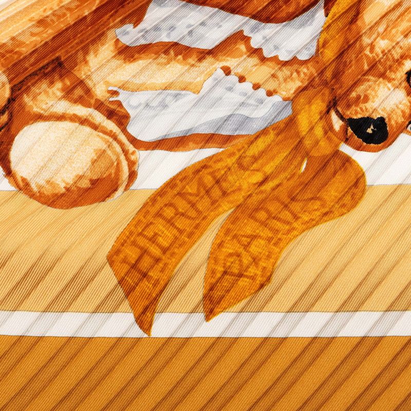 Hermes Pleated Carre Confidents des Coeurs Friends of the Heart Brown Multicolor