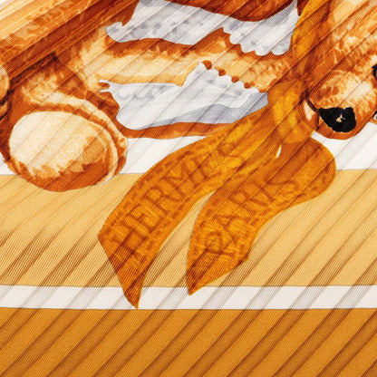 Hermes Pleated Carre Confidents des Coeurs Friends of the Heart Brown Multicolor