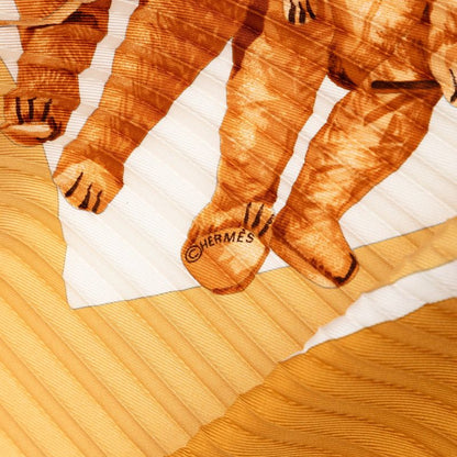 Hermes Pleated Carre Confidents des Coeurs Friends of the Heart Brown Multicolor