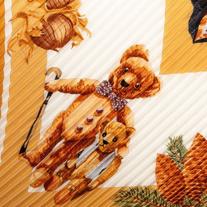 Hermes Pleated Carre Confidents des Coeurs Friends of the Heart Brown Multicolor