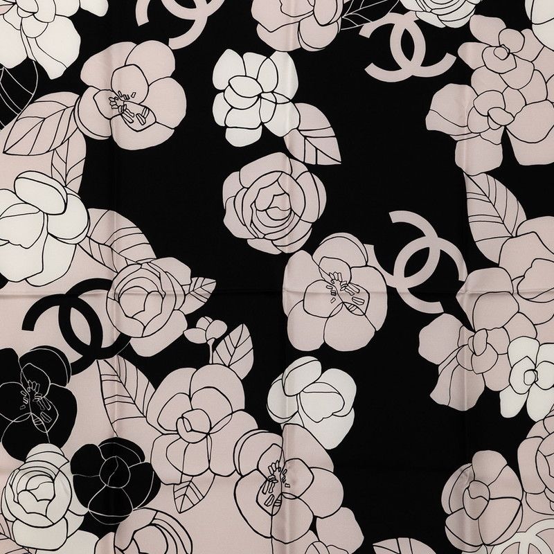 Chanel Cocomark Camellia - Pink Black Silk Ladies Chanel