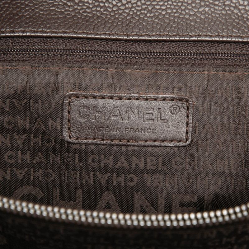 Chanel Chocolate Bar Tote Bag Shoulder Bag Brown Caviar Skin Women's Chanel