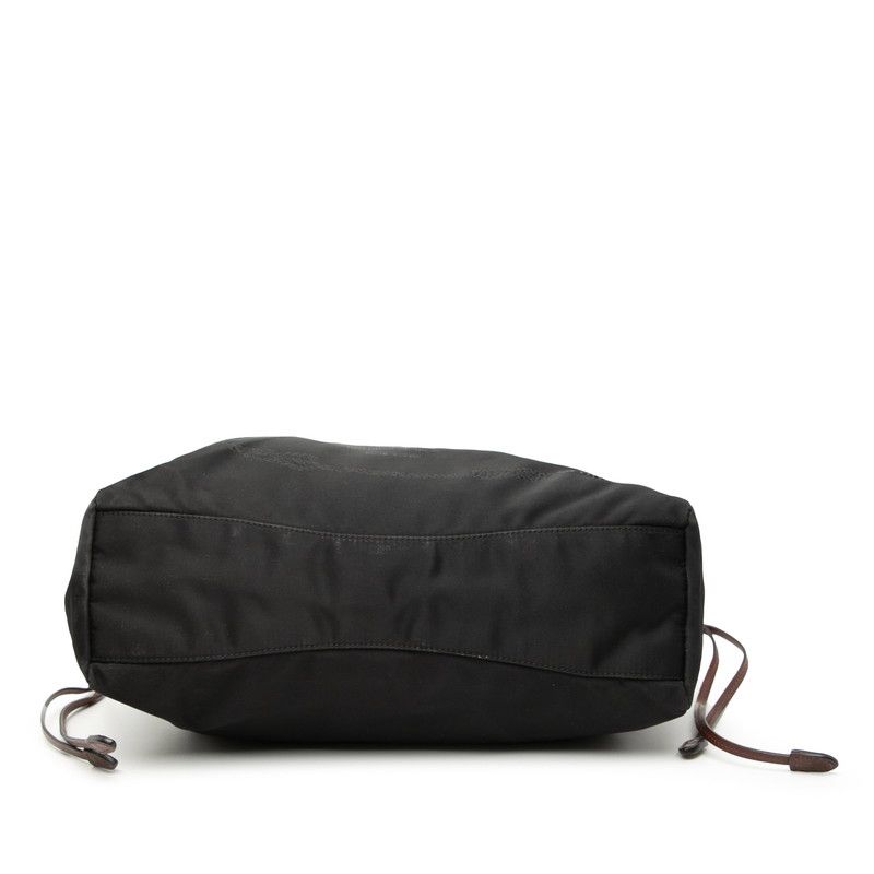 Prada Logo - Tote Bag Handbag Black Brown Nylon Leather Women's Prada