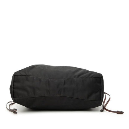 Prada Logo - Tote Bag Handbag Black Brown Nylon Leather Women's Prada