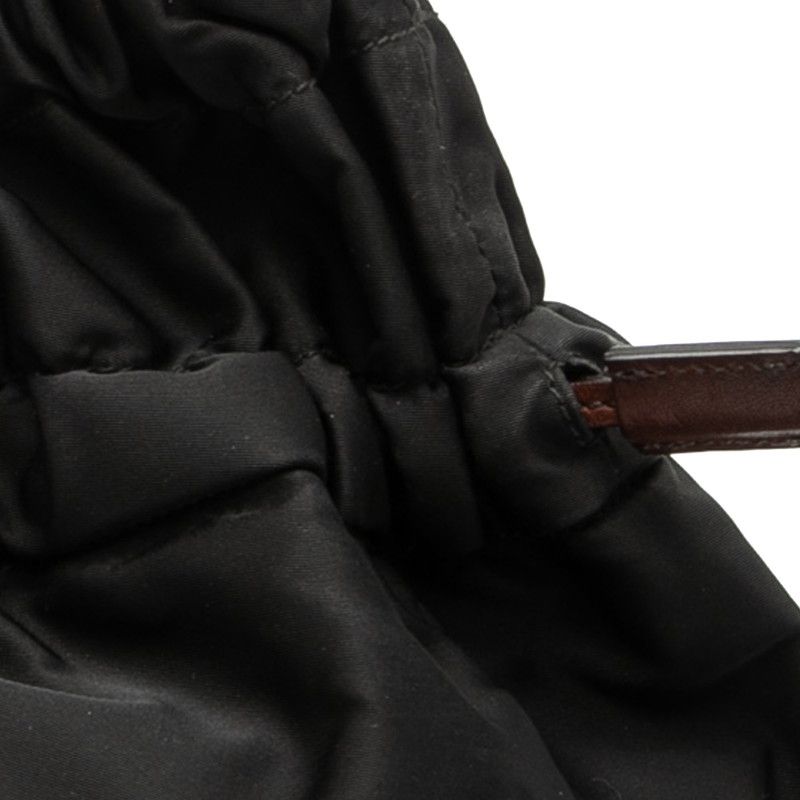 Prada Logo - Tote Bag Handbag Black Brown Nylon Leather Women's Prada