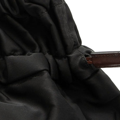 Prada Logo - Tote Bag Handbag Black Brown Nylon Leather Women's Prada