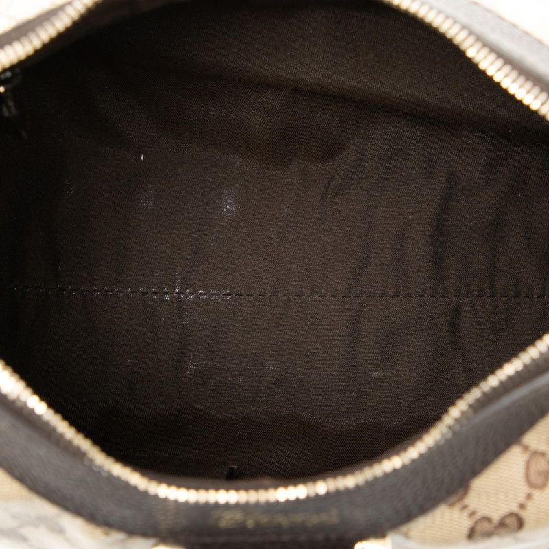 Gucci GG Crystal Abbey One Shoulder Bag Handbag 265692 Beige Brown PVC Leather