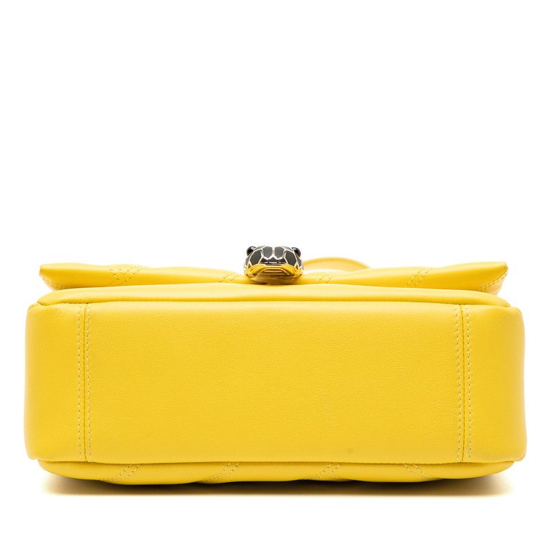 Bvlgari Serpenti Cabochon Chain Shoulder Bag Yellow Leather Women's Bvlgari