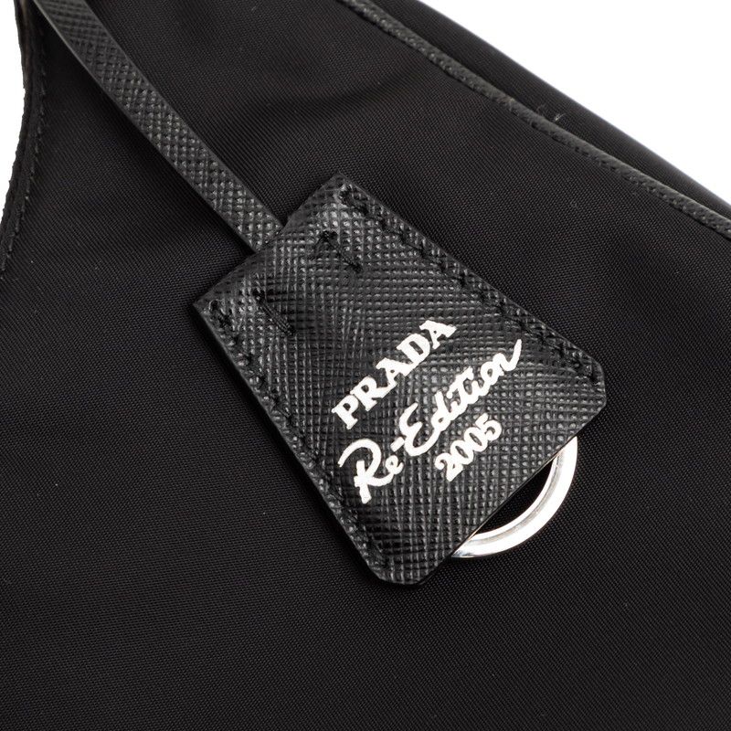 Prada Triangle Logo Plate Re-Edition 2005 Handbag One Shoulder Bag Black Nylon