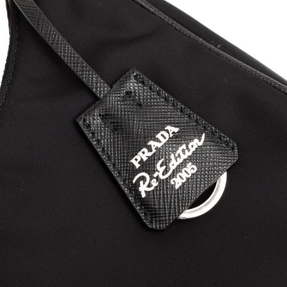 Prada Triangle Logo Plate Re-Edition 2005 Handbag One Shoulder Bag Black Nylon