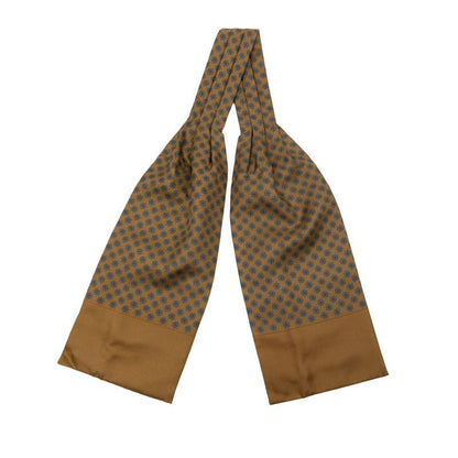 Hermes Ascot Tie Rudder Motif Khaki Blue Silk Men's Hermes