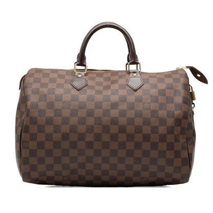 Louis Vuitton Damier Speedy 35 Handbag Boston Bag N41523 Brown PVC Leather