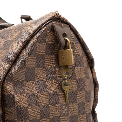 Louis Vuitton Damier Speedy 35 Handbag Boston Bag N41523 Brown PVC Leather