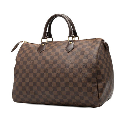 Louis Vuitton Damier Speedy 35 Handbag Boston Bag N41523 Brown PVC Leather