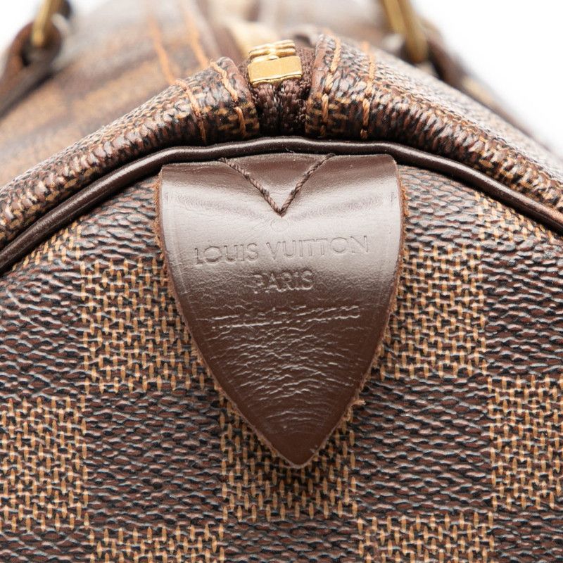 Louis Vuitton Damier Speedy 35 Handbag Boston Bag N41523 Brown PVC Leather