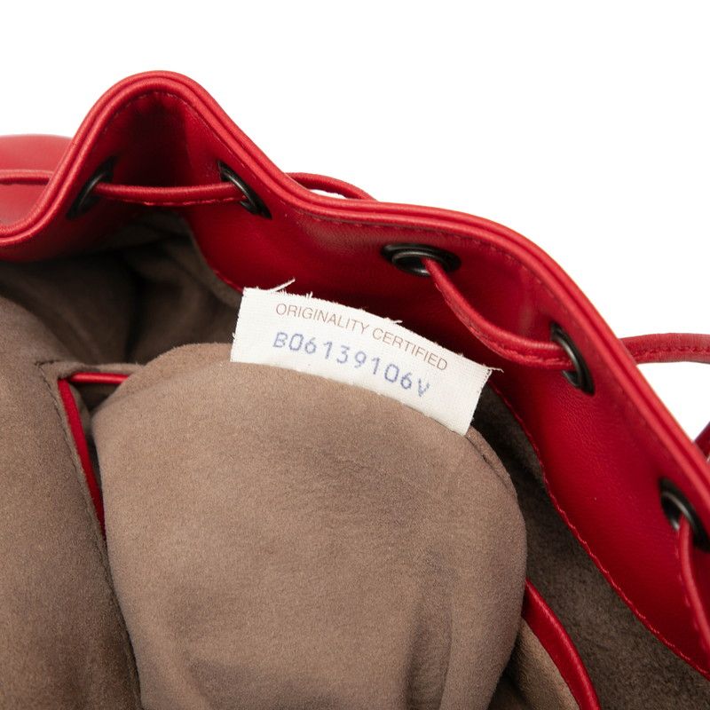 Bottega Veneta Intrecciato Rucksack Backpack Red Leather Women's Bottega Veneta