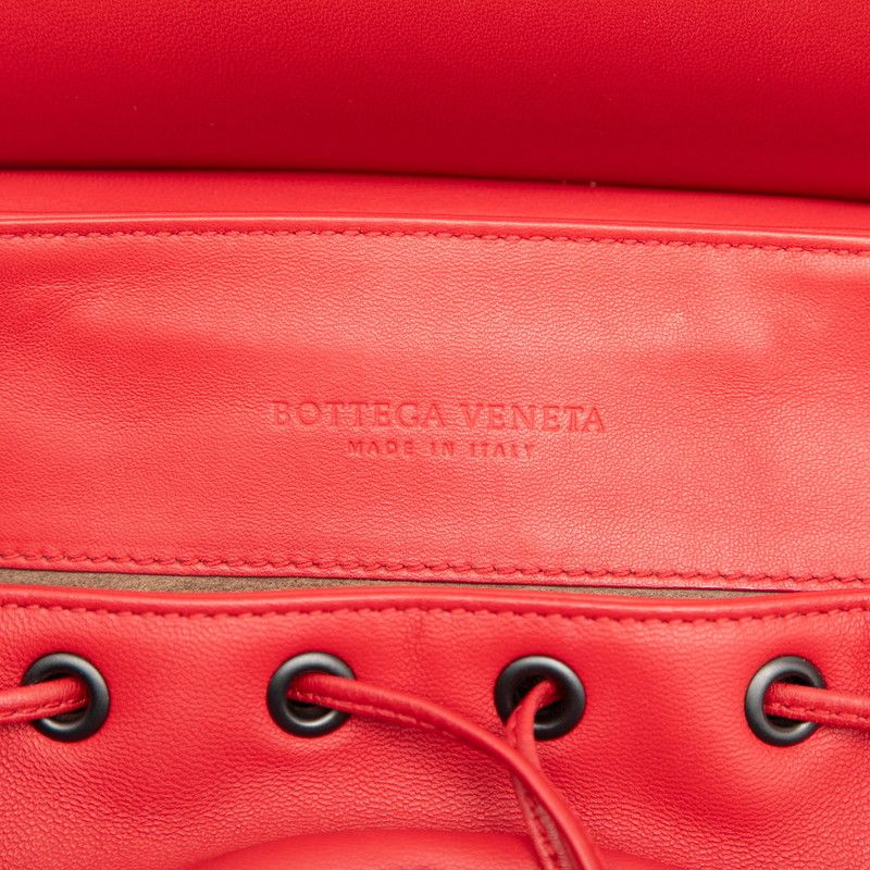 Bottega Veneta Intrecciato Rucksack Backpack Red Leather Women's Bottega Veneta