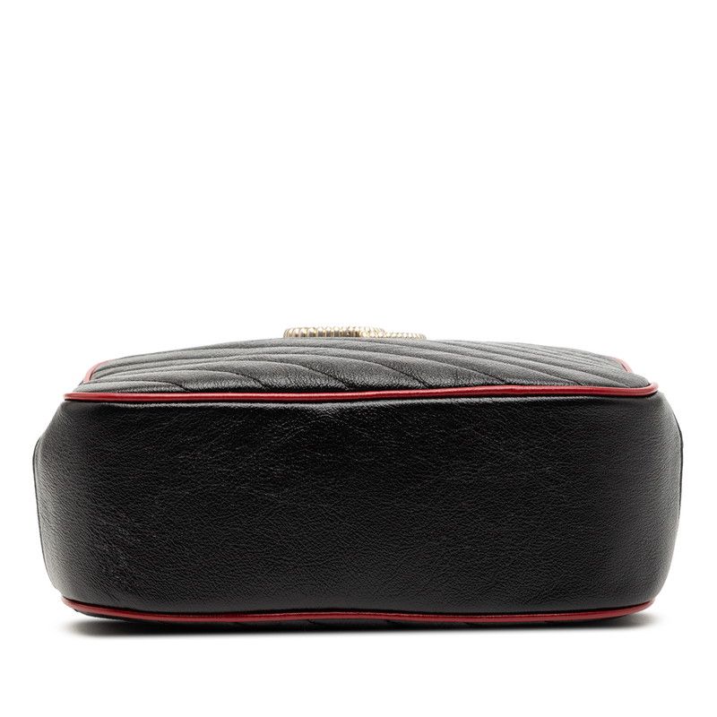 Gucci Bamboo Ggmarmont Handbag Shoulder Bag 2way 602270 Black Red Leather