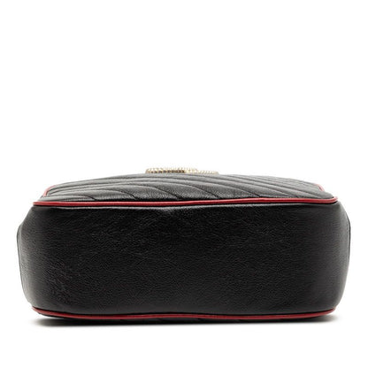 Gucci Bamboo Ggmarmont Handbag Shoulder Bag 2way 602270 Black Red Leather