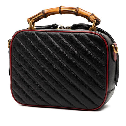 Gucci Bamboo Ggmarmont Handbag Shoulder Bag 2way 602270 Black Red Leather