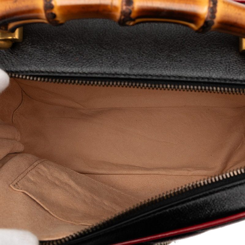 Gucci Bamboo Ggmarmont Handbag Shoulder Bag 2way 602270 Black Red Leather