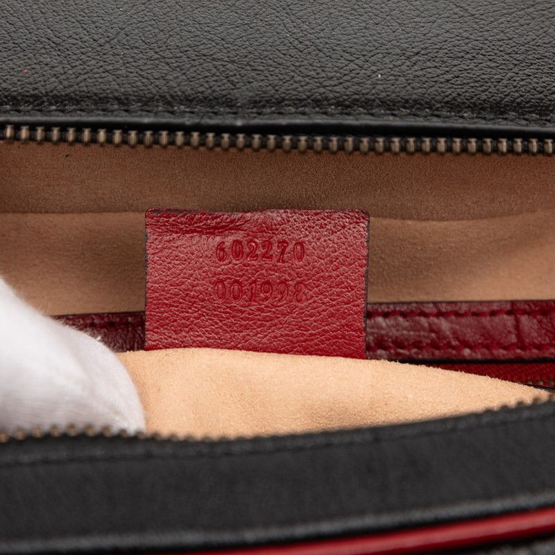 Gucci Bamboo Ggmarmont Handbag Shoulder Bag 2way 602270 Black Red Leather