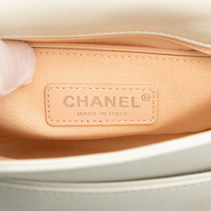 Chanel Matelasse Cocomark Crossbody Chain Shoulder Bag White Leather Women's