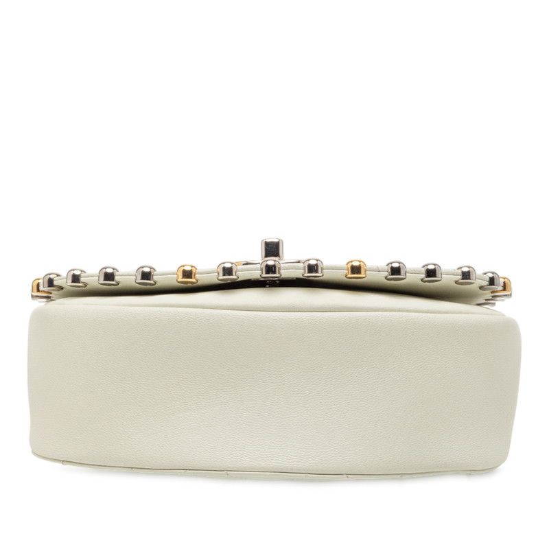 Chanel Matelasse Cocomark Crossbody Chain Shoulder Bag White Leather Women's