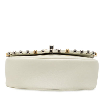 Chanel Matelasse Cocomark Crossbody Chain Shoulder Bag White Leather Women's