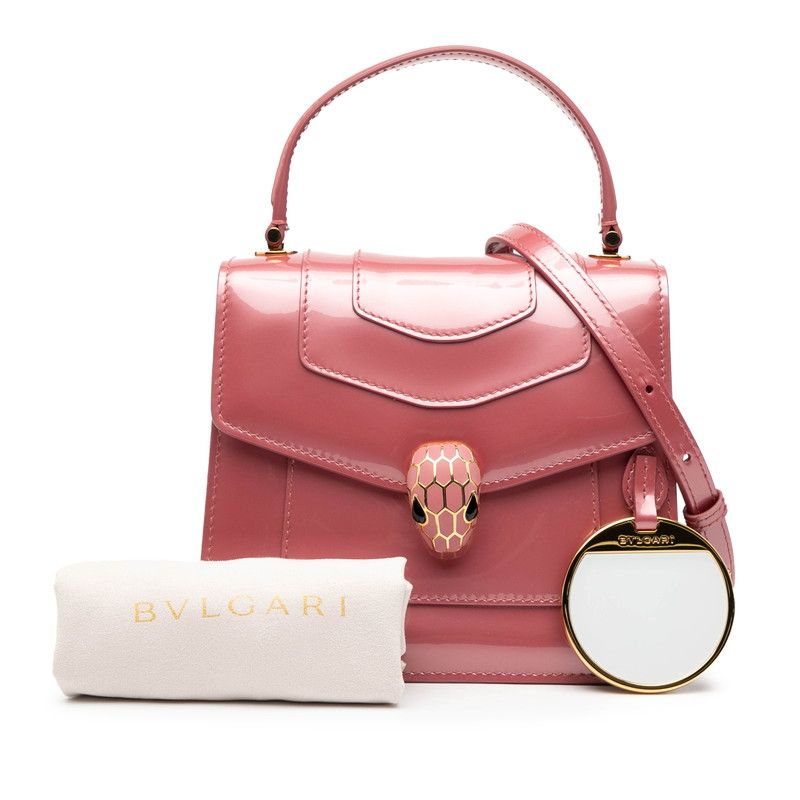 Bvlgari Serpenti Faever Handbag Chain Shoulder Bag Pink Enamel Ladies Bvlgari