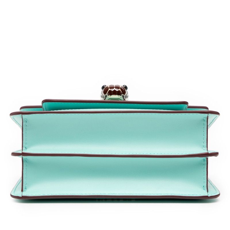 Bvlgari Serpenti Forever Crossbody Chain Shoulder Bag Light Blue Leather