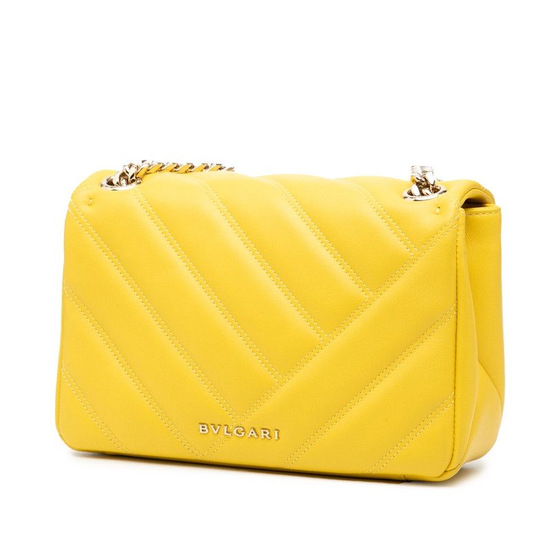 Bvlgari Serpenti Cabochon Chain Shoulder Bag Yellow Leather Women's Bvlgari