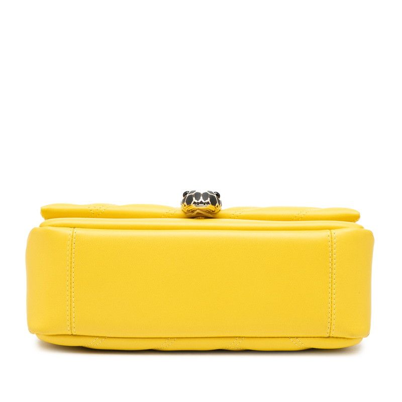 Bvlgari Serpenti Cabochon Chain Shoulder Bag Yellow Leather Women's Bvlgari