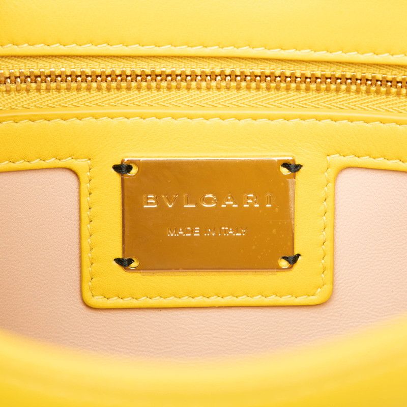 Bvlgari Serpenti Cabochon Chain Shoulder Bag Yellow Leather Women's Bvlgari