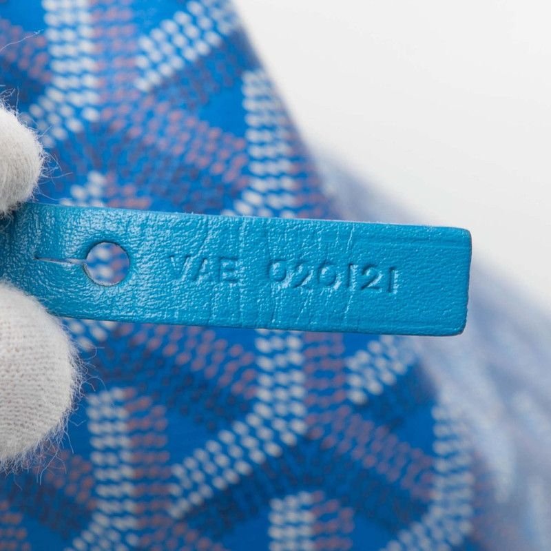 Goyard Saint Louis PM Tote Bag Shoulder Bag Blue PVC Leather Women's Goyard