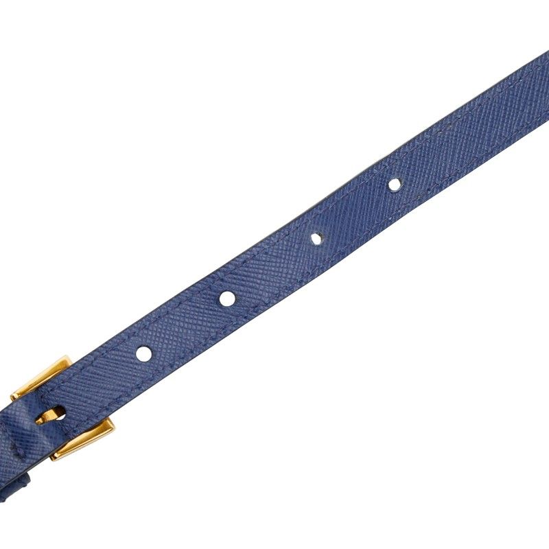 Prada Triangle Logo Plate Galleria Handbag Shoulder Bag 2way Blue Saffiano