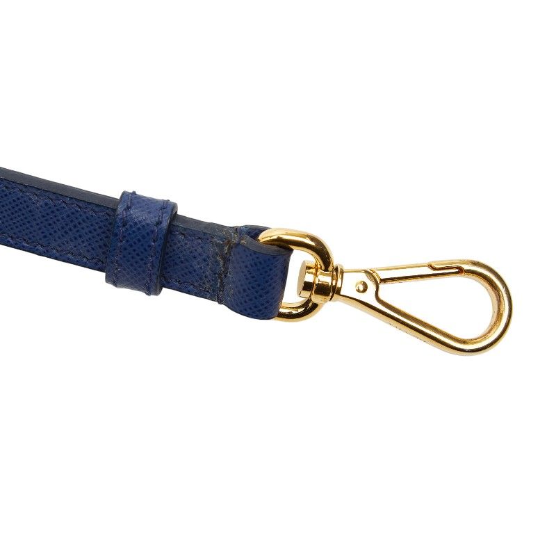 Prada Triangle Logo Plate Galleria Handbag Shoulder Bag 2way Blue Saffiano