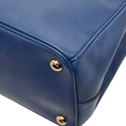 Prada Triangle Logo Plate Galleria Handbag Shoulder Bag 2way Blue Saffiano