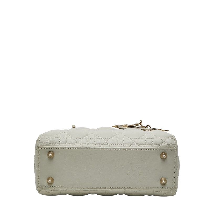 Dior My Lady Dior Cannage Handbag Shoulder Bag 2way White Leather Ladies Dior