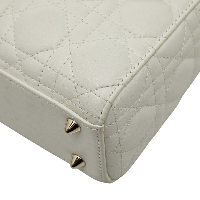 Dior My Lady Dior Cannage Handbag Shoulder Bag 2way White Leather Ladies Dior