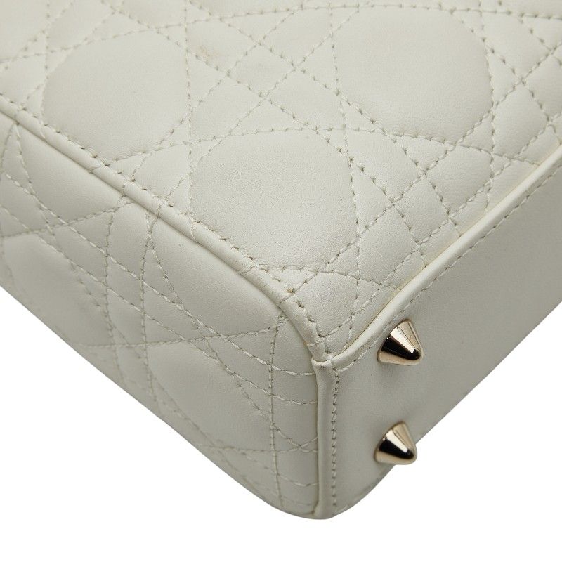 Dior My Lady Dior Cannage Handbag Shoulder Bag 2way White Leather Ladies Dior