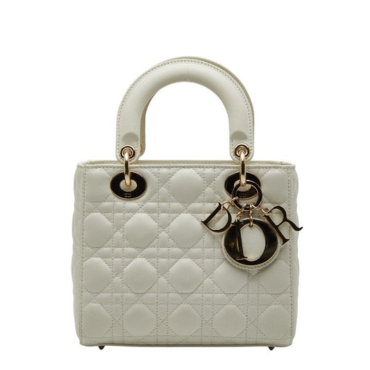 Dior My Lady Dior Cannage Handbag Shoulder Bag 2way White Leather Ladies Dior