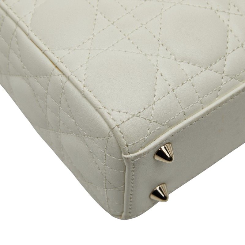 Dior My Lady Dior Cannage Handbag Shoulder Bag 2way White Leather Ladies Dior