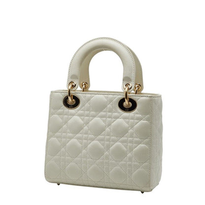 Dior My Lady Dior Cannage Handbag Shoulder Bag 2way White Leather Ladies Dior