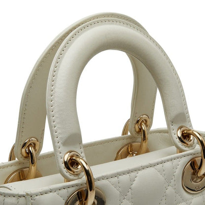 Dior My Lady Dior Cannage Handbag Shoulder Bag 2way White Leather Ladies Dior