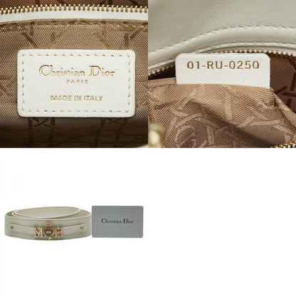 Dior My Lady Dior Cannage Handbag Shoulder Bag 2way White Leather Ladies Dior