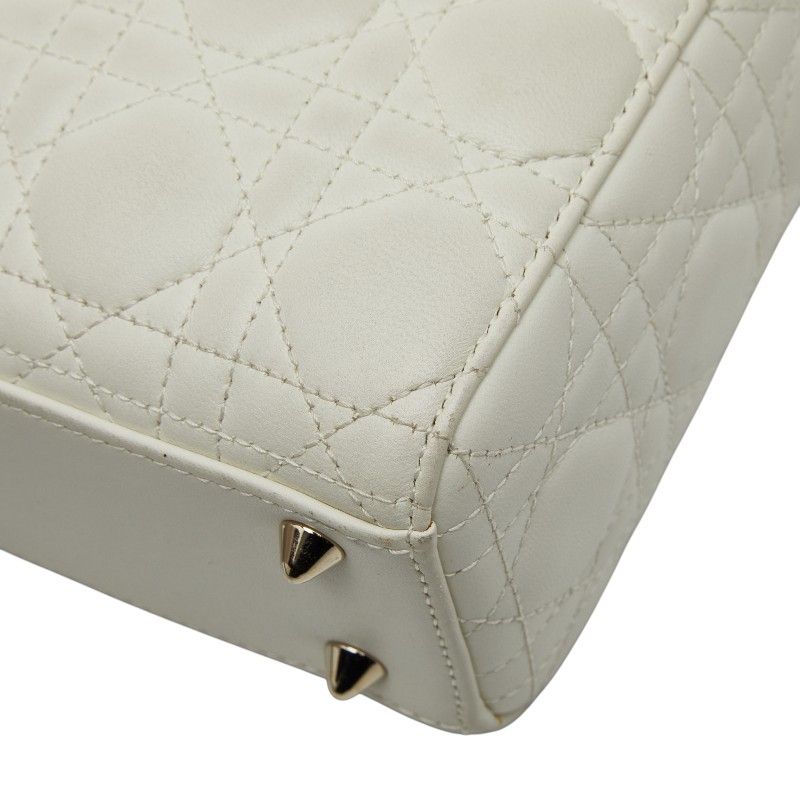 Dior My Lady Dior Cannage Handbag Shoulder Bag 2way White Leather Ladies Dior