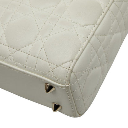 Dior My Lady Dior Cannage Handbag Shoulder Bag 2way White Leather Ladies Dior