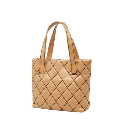 Chanel Wild Stitch Coco Mark Beige Black Leather Women's Chanel