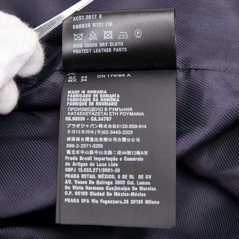 Prada Triangle Logo Plate Ma-1 Bomber Jacket Size: 44 Navy Polyamide Men's Prada